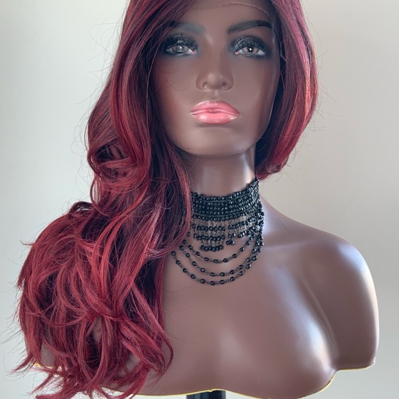 Gorgeous 22” Ombre Red Pepper Lace Front Synthetic Wig - Picture 5 of 8